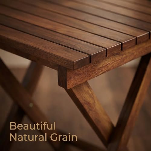 Image of Wooden Folding Side Table, Brown Antique Finish, 15 Inch | Mango Wood, For Bedroom & Living Room, Coffee Table, Corner Teapoy