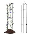 Lalahoni Garden Trellis for Climbing Plants Outdoor, Plant Support for Potted Flowers Vegetable Vine Indoor Outdoor, Garden Obelisk, 6ft Tall Rose Trellis, Black, 1pc