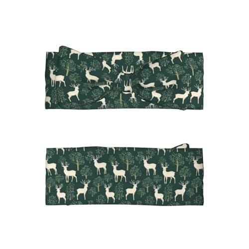 Forest Deer Green Print Baby Girl Bows Headbands Baby Girls Newborn Headbands Infant Toddlers 0-6 Months2