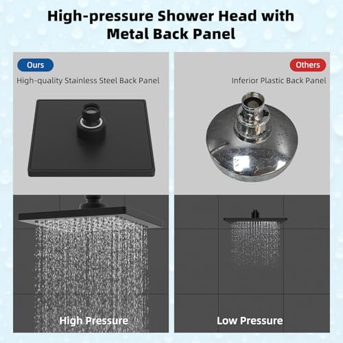 Hibbent cUPC Certified Thickness Metal 6'' Rain Shower Head, Matte Black - image 3