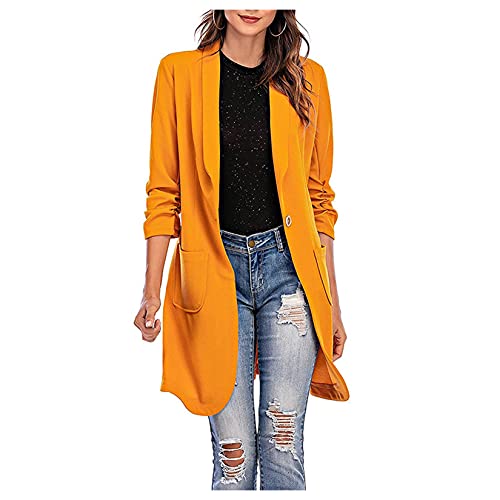 Costume veste blazer long femme aux finitions soignées et manches ruchées