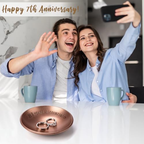 Urllinz 7 Year Anniversary Copper Gifts for Him Her - 7th Anniversary Jewelry Tray for Men Women Wife Husband Couple, Ring Holder Dish & Card & Gift Box, 4" by Urllinz - Used condition - Image 5