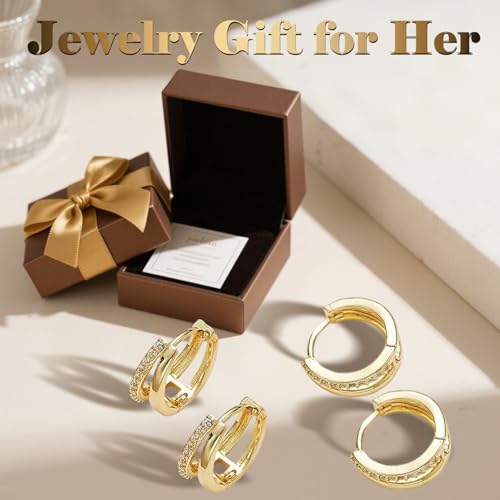 Small Huggie Gold Hoop Earrings Set for Women, 14K Plated Hypoallergenic Cartilage Helix Earring Stacks for Multiple Piercings, Lightweight Mini Dainty Packs Jewelry Gifts for Women 6