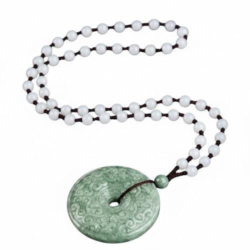 Collier en jadéite verte naturelle sculpté à la main, un bijou de prestige Ruyi