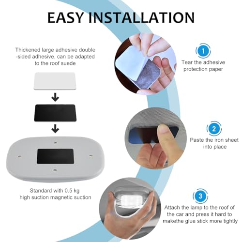Image of KVAEY Magnetic Dome Light for Car, LED Press Switch USB Rechargeable Car Interior Ceiling Roof Reading Lamp, Universal Wireless Car Dome Light Accessories for Car RV Truck Trailer Camper (Gray)