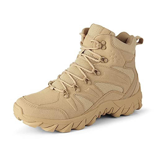 Genérico Botas Militares Tácticas de Combate para Hombre Transpirables y Ligeras para Entrenamiento al Aire Libre,Beige,41