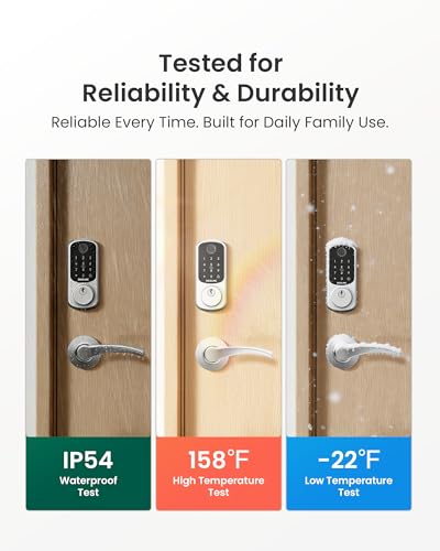 DESLOC B200 Fingerprint Smart Lock with 2 Lever Handles, Keyless Entry Front Door Lock Set, Electronic Keypad Deadbolt, App Control, Auto Lock, Long Battery Life,Silver thumbnail 5