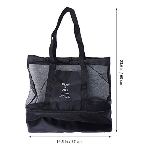 Bolsa de praia TENDYCOCO, de tela, com isolamento térmico, para piquenique e acampamento (preta), Pr