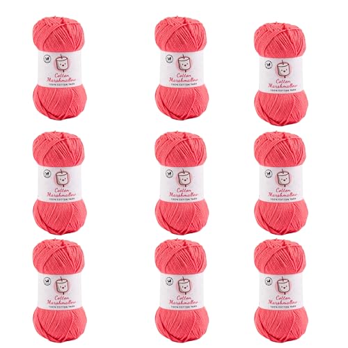 Image of NESTNHAVEN Cotton Marshmallow 100% Cotton Yarn - (50 g, 130 m) - Luxury Yarn for Crochet, Amigurumi, Embroidery, Toys, Garments, Flowers and Hobby Projects (Coral Pink) |
