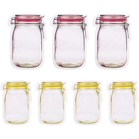 20 Pack Reusable Mason Jar Bottles Bags Cookie Jar Purse Food Storage Zip Lock Bags Kitchen Organizer Snacks, Bread, Cookies, Fresh Food Saver for Household Travel Camping, 10 Large & 10 Medium Cover