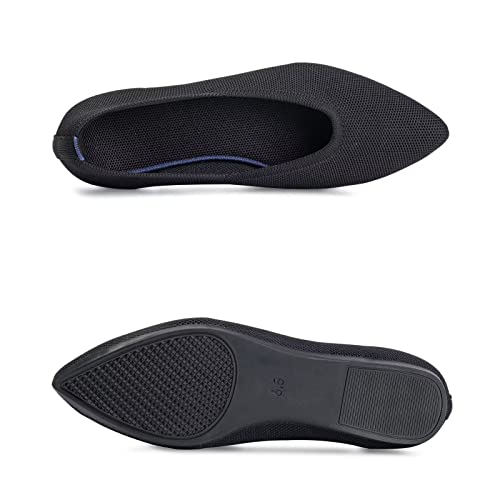 Frank Mully Womens Pointed Toe Flats Knit Dress Shoes Comfort Women Shoes Slip On Shoes for Woman Classic Softable Shoes Low Wedge Black Solid, 9 by Frank Mully - Used condition - Image 8