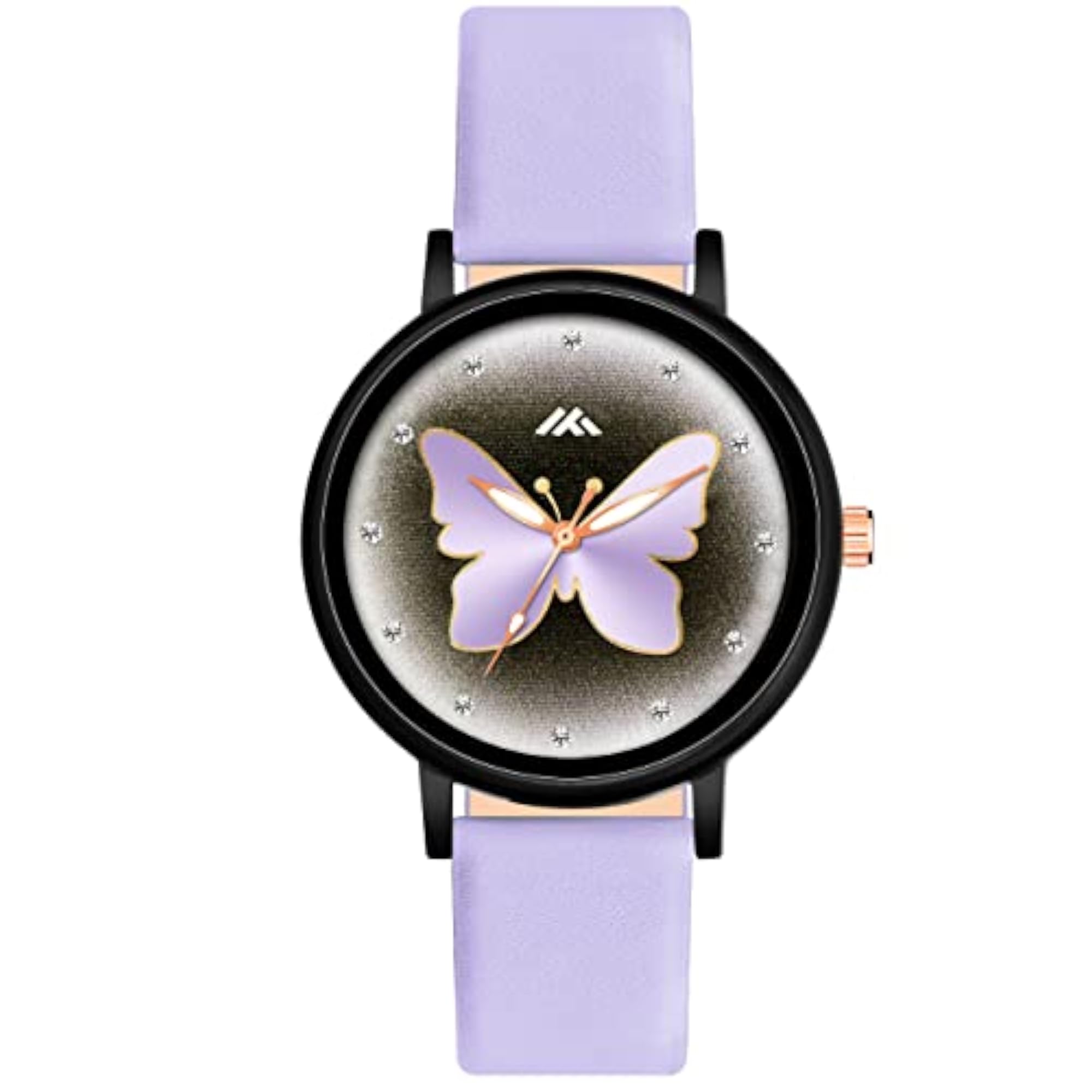 Women's Butterfly Printed Dial Leather Strap Watch
