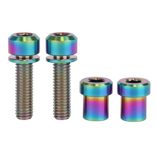 Image of Titanium Bolt M5x16 18 20mm with Washer Steerer Clamp Nut for Bicycle Stem Front Forking Lock Pack of 2 (Rainbow, M5x18mm)