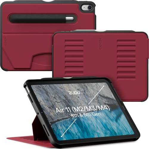 Image of ZUGU CASE Ultra-Thin Protective Case Designed for iPad Air 11 inch (M4, 2026 / M3, 2025 / M2, 2024) / iPad Air 5 /4, 10.9-Inch (2022 /2020) Magnetic Stand with Apple Pencil Charging (Sleep /Wake) - Red