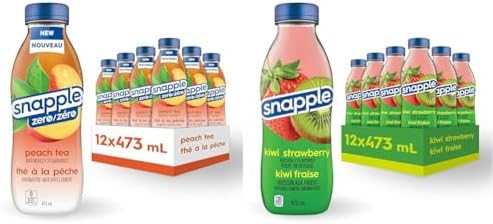 Snapple Zero Naturally Flavoured, Peach Tea, 473mL, 12-Count & Na...
