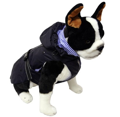 One for Pets All Season Dog Coat with Removable Fleece Lining, 14-Inch, Navy