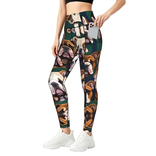 Leggings de bulldog inglés para mujer elásticos antipartículas pantalones entrenamiento cómodos