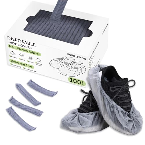100Pcs(50 Pairs) Non-Woven Shoe Covers Disposable for Indoors, Booties for Shoes Covers, Breathable | Durable | Boot Covers Non Slip, Fits Up to Size 13 US Men (Gray)