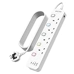Mscien Extension Lead with USB Slots 3M, 4 Way Switched Extension Lead with Wall Mount, Overload Protection Power Strip, USB-C Slots, for Home, Office, 13A/3250W