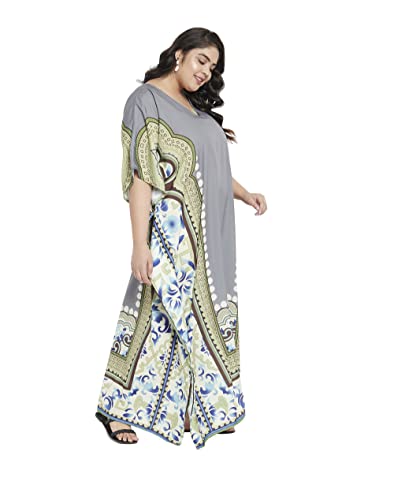 Image of Oussum Women Polyester Casual Long Plus Size Beach Caftan Cover Up Maxi Dress 1X-3X Summer Kaftan Dresses for Women