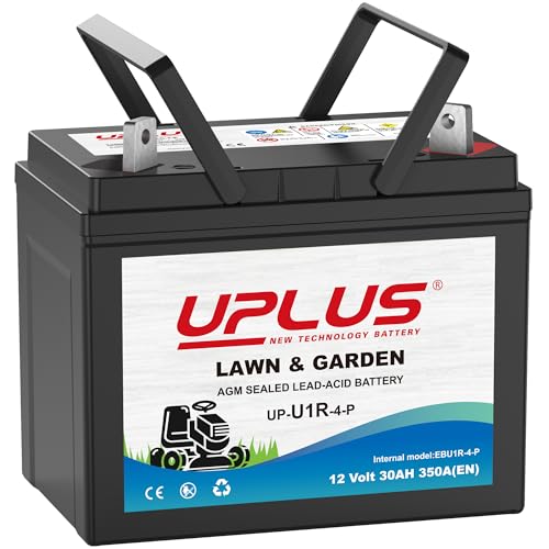 UPLUS UP-U1R-4-P Rasentraktor Batterie 350A 12V 30Ah AGM Rasentraktor Batterie Starterbatterie für Aufsitzmäher wartungsfrei Maße: 195x125x176 mm (-+)
