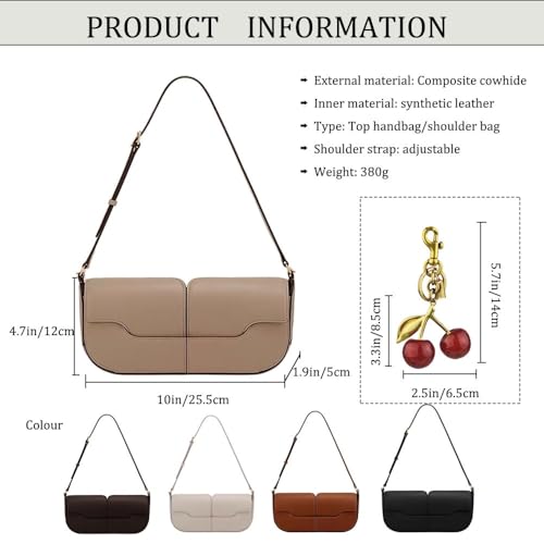 Leather Underarm Shoulder Bags for Women，Hobo Tote Handbag with Magnetic Buckle/Adjustable Strap3