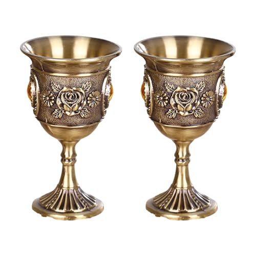MIDOKSTUA Taza de whisky de metal, diseño retro europeo de flores en relieve para licor, uso en camping, hogar, vasos de metal