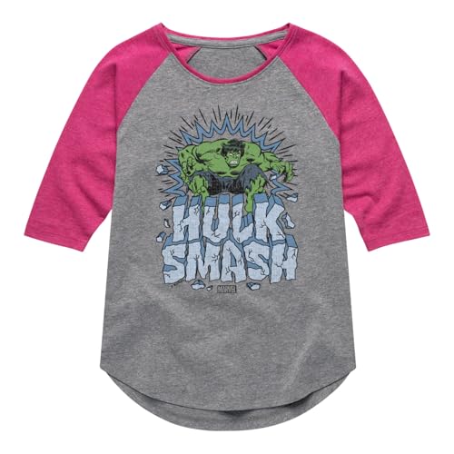 Marvel Hulk - Smash - Toddler and Youth Girls Shirt Tail Raglan