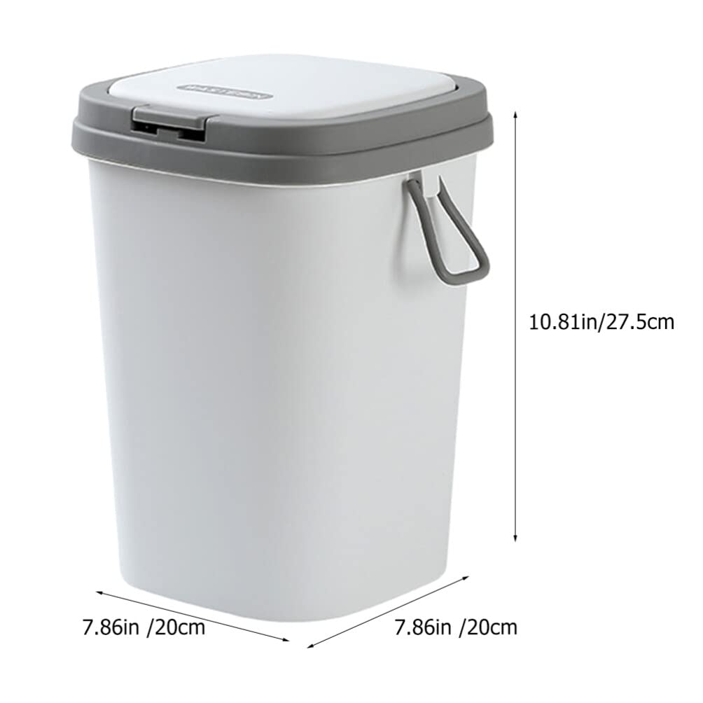 Alipis 8L Small Trash Can with Press-Type Lid, Paper Wastebasket Plastic Garbage Bin Square Countertop Trash Container for Home Office Bathroom Kitchen