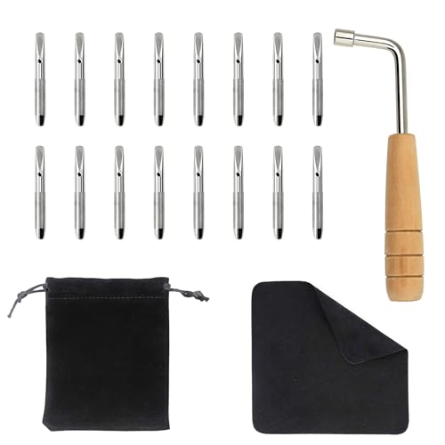 INKNOTE 16 Pcs Tuning Pin Set with L-Shape Wrench & Gooseneck Hammer Lever
