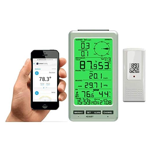 Ambient Weather WS-50-F007TH WiFi Smart Weather Station Receiver w/ Outdoor Thermo-Hygrometer
