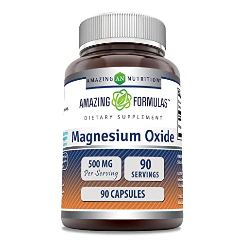 Amazing Formulas Magnesium Oxide Supplement | 500 Mg per Serving | 90 Capsules | Non-GMO | Gluten-Free | Made in USA
