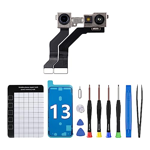 CYKJGS for iPhone 13 Front Facing Camera Replacement OEM 12MP New Face Front Camera Part Facing Lens Module Fix Transmitter Light Receiver Flex Cable Repair Fix Tool Kit A2631 A2633 A2634 A2635 A2482