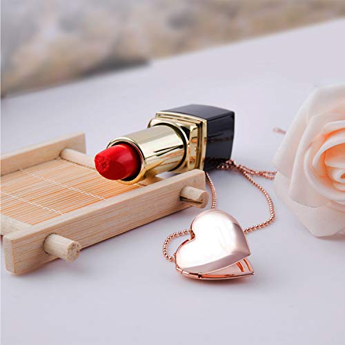 Power Wing Heart Locket Necklace That Holds Pictures,Rose Gold Plated Memory Photo Lockets,For Girls Gifts 16"-18" Bead Chain #TOP3