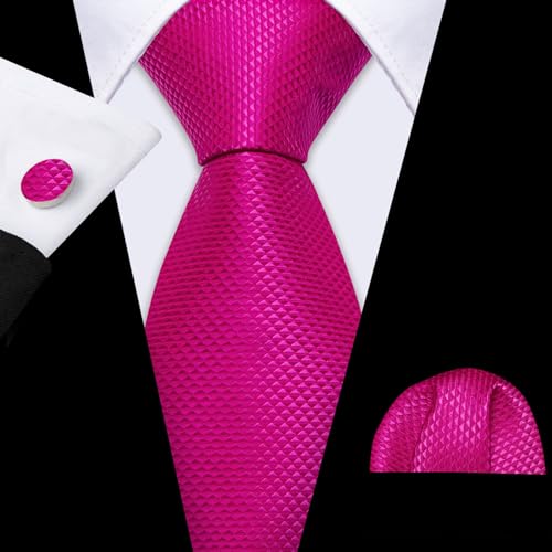 Image of YOHOWA Men Plaid /Striped Ties Set Silk Business Wedding Formal Fashion Necktie and Pocket Square Cufflinks Set