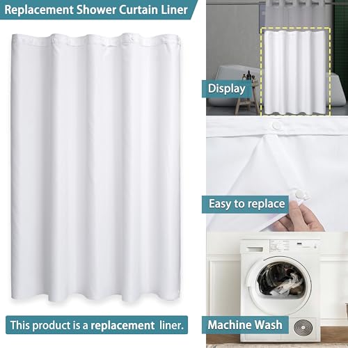 1 Pack Hotel Fabric Snap in Shower Curtain Liner Replacement Removable Water Repellent Liner for Bathroom Shower Curtain Liner 70W X 54H(70Wx54H (for 71(W) x74(H) Shower Curtain))