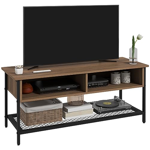 HOMCOM Mobile Porta TV fino 48' in Stile Industriale, Mobile Basso con Ripiani in Legno e Acciaio, 110x40x48cm, Marrone e Nero