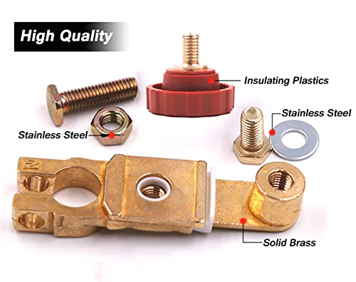 2Pcs Top Post Battery Disconnect Switch - Quick Disconnect Battery Cut Off Switch For Car Truck Marine Rv And Electrical Equipment - 12V/125A - Red & Black #TOP2