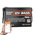 Bluetooth 12V 314Ah LiFePO4 Lithium Battery MINI, Max. 4190Wh Energy, EV A+ Cells, Built-in 100A BMS, 15000 Deep Cycles Battery with Low-Temp Protection for RVs, Solar System, Off-Grid