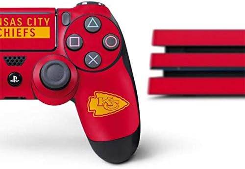 Skinit Decal Gaming Skin Compatible with PS4 Pro Console and Controller Bundle - Officially Licensed NFL Kansas City Chiefs Red Performance Series Design