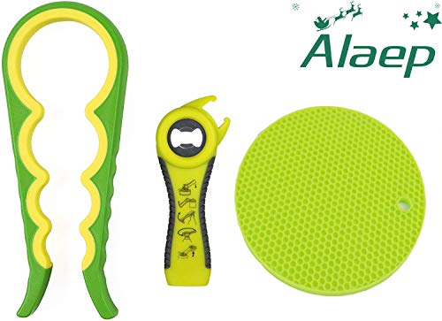 Alaep Jar Bottle Soda Can Opener - Silicone Hand Gripper Aid - Large