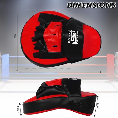 Image of Curved Focus Pad for Boxing, MMA, Karate, Taekwondo, Muay Thai, Kickboxing, Wushu, Aerobics Punch Mitts for Martial Arts Training, Bag Punching & Practice (Red)