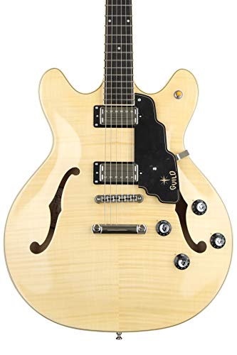 Guild Guitars Starfire IV ST – Guitarra eléctrica de arce semicueva, en natural, corte doble con cola de parada, colección Newark St. con funda rígida