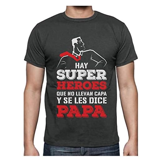Camiseta para Hombre - Regalos para Hombre, Regalos para Padres Originales, Regalo Padre Divertido - Mi Papá es mi Súper Héroe - Large Gris Antracita