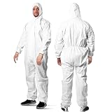 Hygea Natural Lightweight Disposable Coveralls with Hood - Waterproof Protective Suit for Painting, Cleaning, Construction & Spray Foam Insulation - Durable Full Body Protection - 1 Pack (Large)