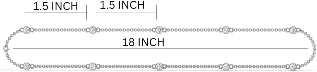 TimeLess Classics Women's Necklace - 14K Gold Bezel Set Lab Grown Diamond Station Necklace (Available From 0.25-2 CTW)