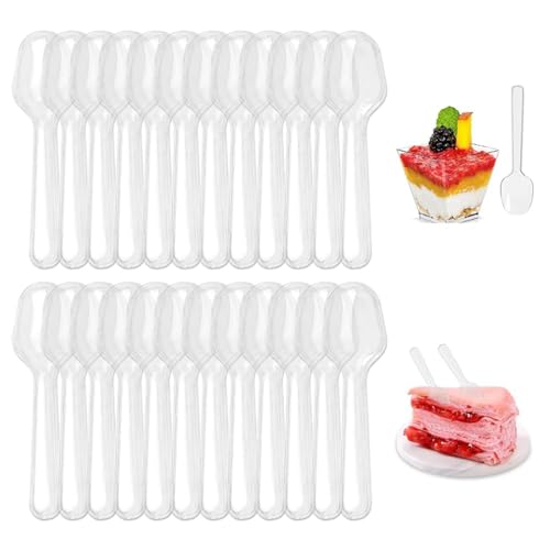 Lot de 500 cuillères à gâteau glacé transparentes - Cuillères à dessert - Cuillères à café - Vaisselle de fête - Réutilisables - Pour mariage, festival, fête, gâteau, dessert, café, salade de fruits