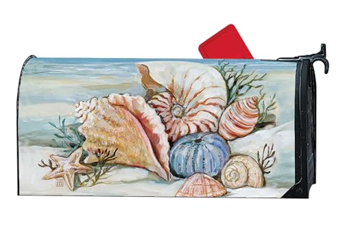 Studio M The Original Magnetic Mailbox Cover, MailWrap Fits Standard Size 6.5 x 19 Inch Mailbox, Weather Resistant Vinyl, Seashell