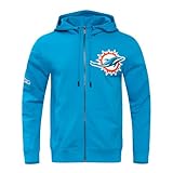 Pro Standard Mens NFL Miami Dolphins Classic Chenille Full Zip Hoodie Teal 3XL