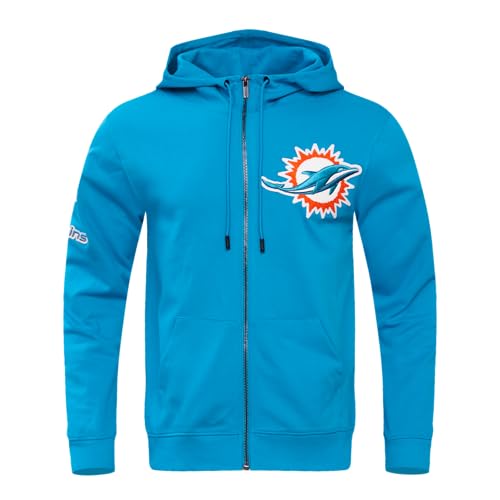 Pro Standard Mens NFL Miami Dolphins Classic Chenille Full Zip Hoodie Teal 3XL